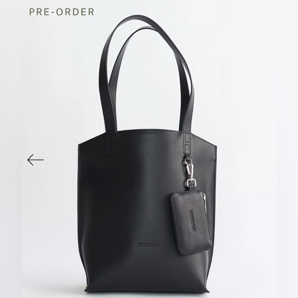 The Horse Florence Black Leather Tote with Removable Pouch